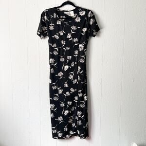 Vintage Erika Womens Dress Petite S Floral Midi Y2K Retro Dark Fairy Cottagecore